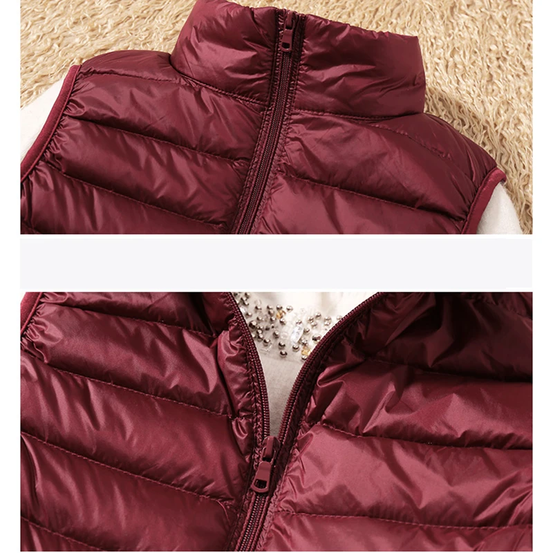 Ultra Thin Down Jacket Light Warm Waistcoat Female Sleeveless Cropped Puffer Jacket Vest Lining Woman Winter Coat Spring 2022