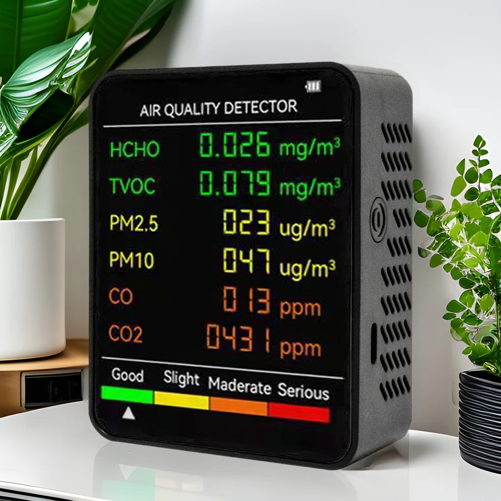 Advanced Multifunctional Air Quality Detector with 6-in-1 Monitoring Capability