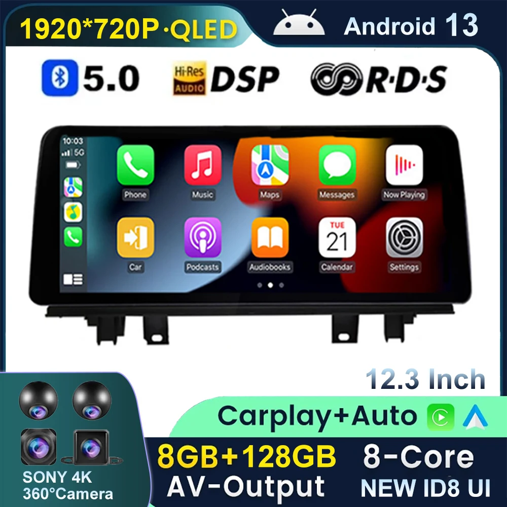 

12.3'' Android 12 For BMW X1 X2 F48 F49 2016 - 2020 NBT EVO ID8 Car Video Player Carplay GPS NavigationMultimedia Screen Radio