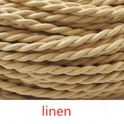 Vintage Twisted Fabric Electrical Wire - Copper Core, Woven Textile Pendant Lamp Cord