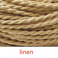Vintage Twisted Fabric Electrical Wire - Copper Core, Woven Textile Pendant Lamp Cord - 30M (Linen)