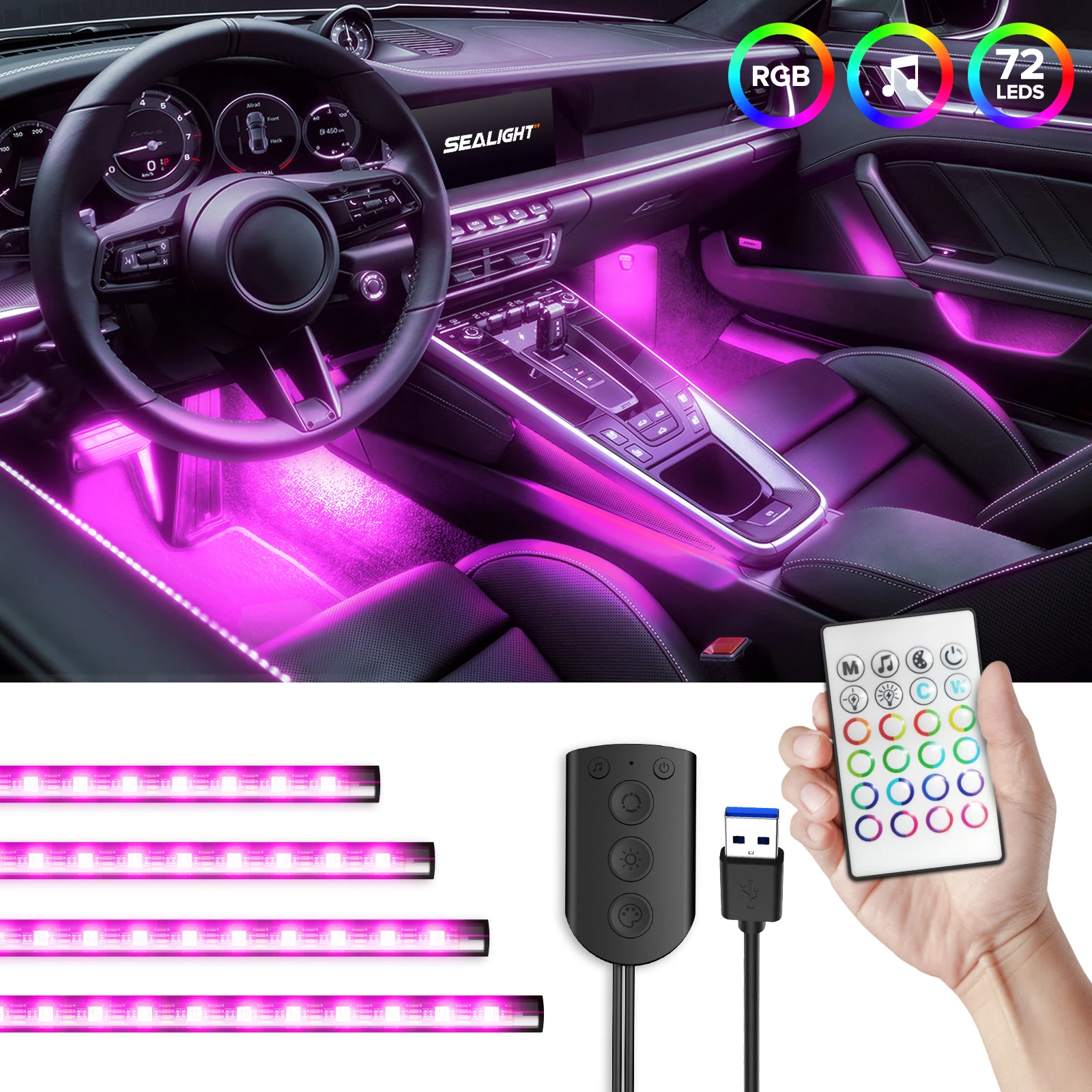 Trucana RGB Automotive Interior Decorative Lights LED Car Foot Light