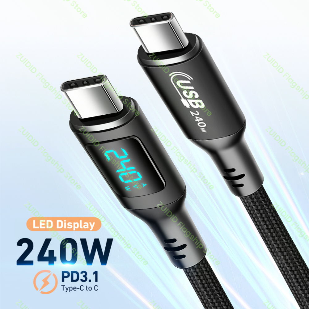 PD240W USB C to USB C Cable For iPhone 15 Pro 5A Fast Charging Type-C Digital Display Data Cord For MacBook Pro Xiaomi Samsung