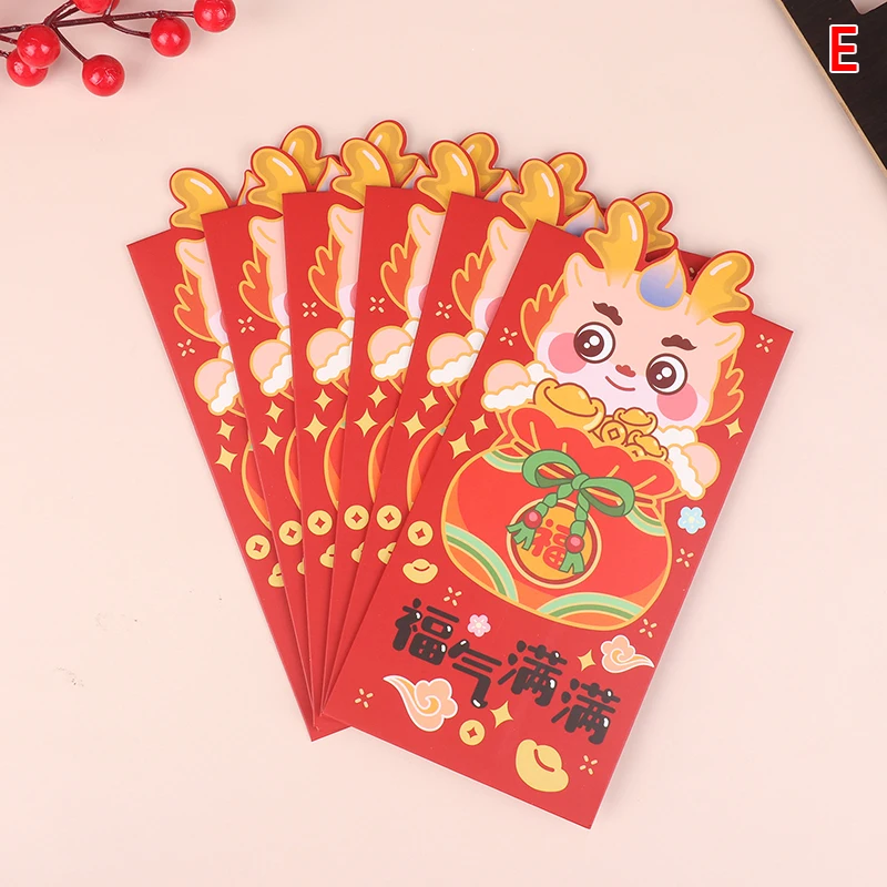 Chronstyle 6pcs Chinese New Year Red Envelopes, 2021 Chinese Year Of The Ox Cartoon Envelope For Spring Festival Lucky Money Present Other 6pcs