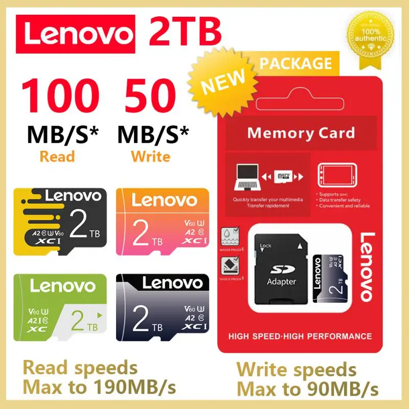 Lenovo 100% Originale Micro Tf Sd Card 2Tb Ad Alta Velocità Tf Sd Memory Card Flash Card Regalo Per Telefono Computer Fotocamera Spedizione Gratuita