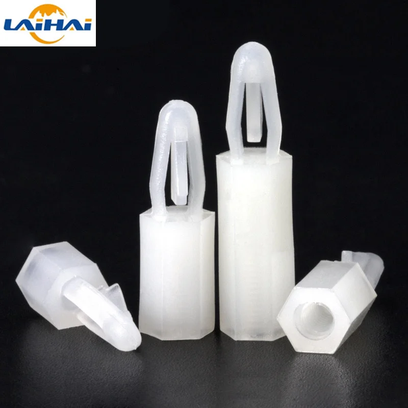 25pcsM3HexHexagonNylonPlasticStandoffSpacerLockPushClipon