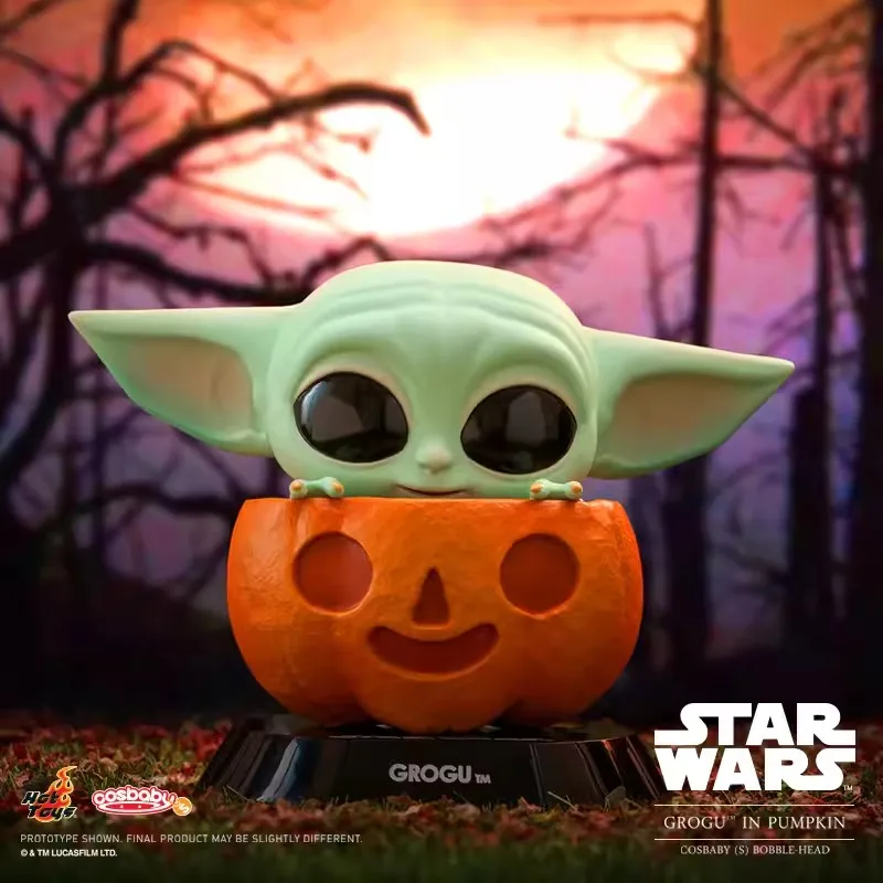 

OFFICIAL Hot Toys STAR WARS The Mandalorian Grogu in Pumpkin COSBABY BOBBLE-HEAD Figure Exclusive Collectible Christmas Gifts