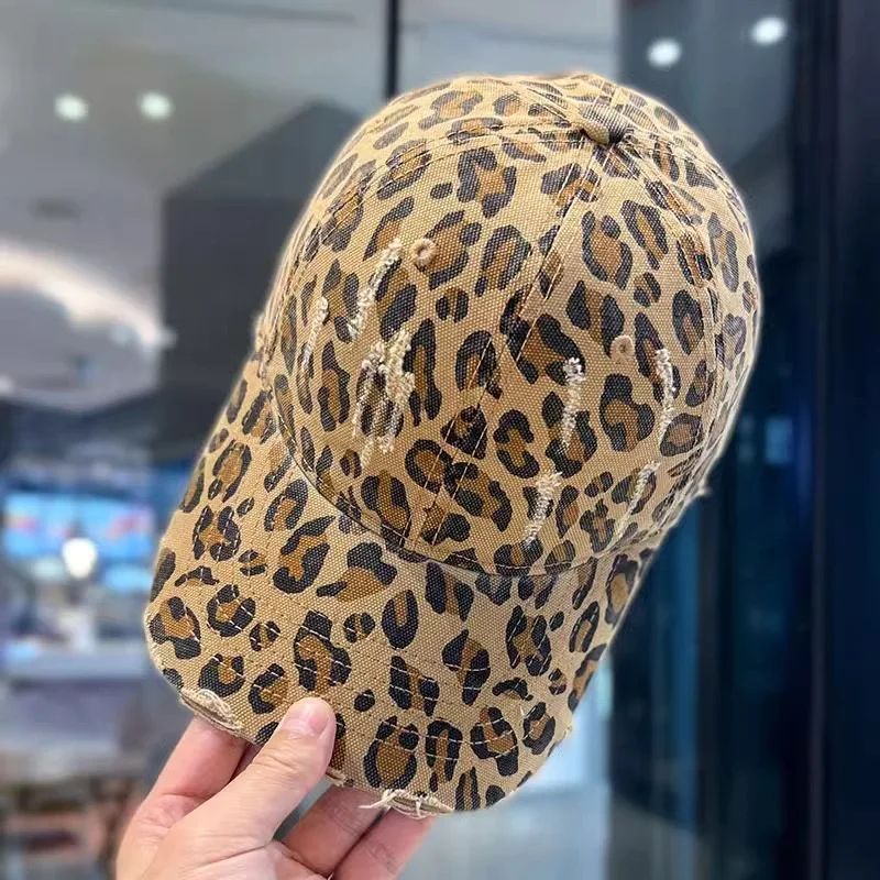 Heißer Verkauf Y2K Mode Leopard Print frauen Baseball Kappe Sommer Im Freien Sonnencreme Hut Weibliche Trendy Kappe – Detail 7