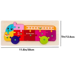 Engaging Wooden and Animal Jigsaw Puzzle Set for Kids, Ideal Gift for Ages 1 - 6 (Fire Engine)
