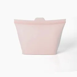Eco - Friendly Reusable Silicone Storage Bag Set for Fresh Food Preservation (Light pink)