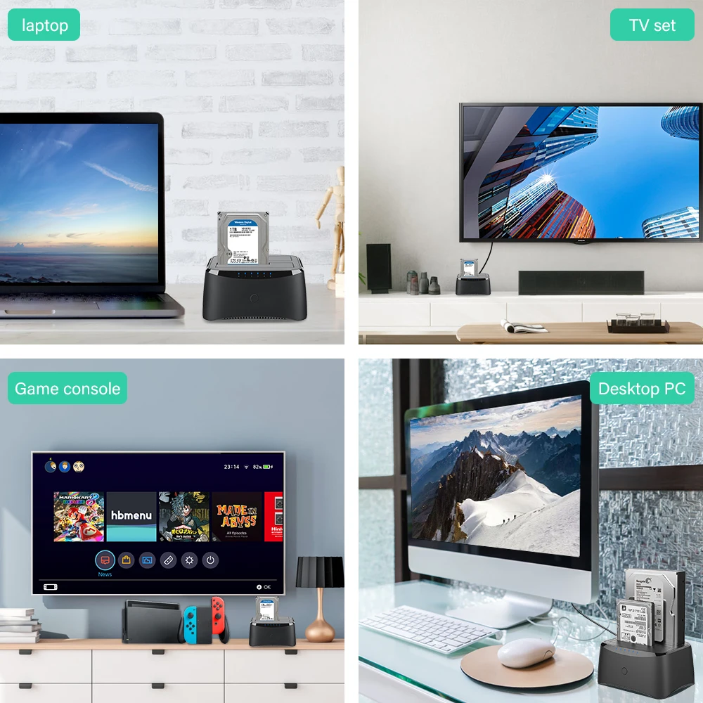 Wavlink USB 3.0-SATA I/II/III 듀얼 베이 외장 하드 드라이브 도킹 스테이션, 2.5 또는 3.5 인치 HDD, 오프라인 클론 SSD