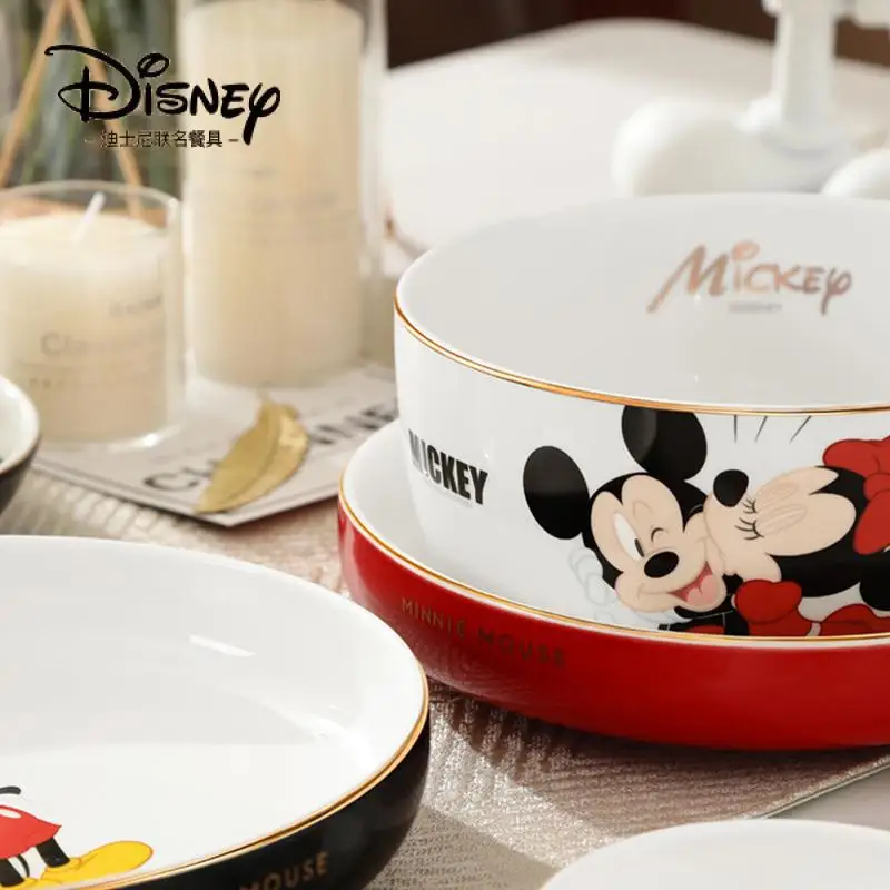 Disney-plato de cerámica creativo para el hogar, vajilla Kawaii de dibujos  animados de Mickey Mouse, Minnie Mouse, Pato Donald, Daisy y pato