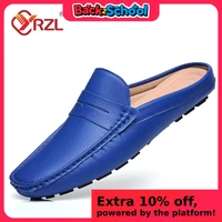 YRZL Loafers Summer Slip on Half Shoes for Men PU Leather Slippers Casual Breathable Comfy Loafers Moccasins Casual Shoes Men