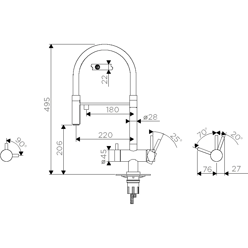  Grifo de cocina para sistema de ósmosis inversa, grifo de agua  potable con rotación de 360° grifo de fregadero frío, dibujo : Herramientas  y Mejoras del Hogar