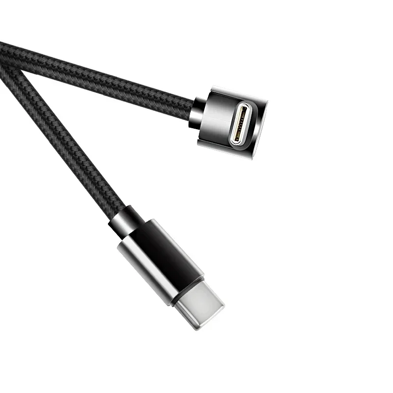 60W 나일론 브레이디드 타입 C 데이터 케이블 라인 90도 엘보우 USB C to USB C PD 케이블 아이폰 17 프로 삼성 고속 충전 코드