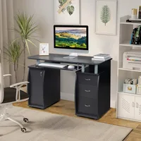 Computer Desk with Drawers & Storage Cabinet, Small Office Desk PC Laptop Workstation for Home, Studio, Office 1