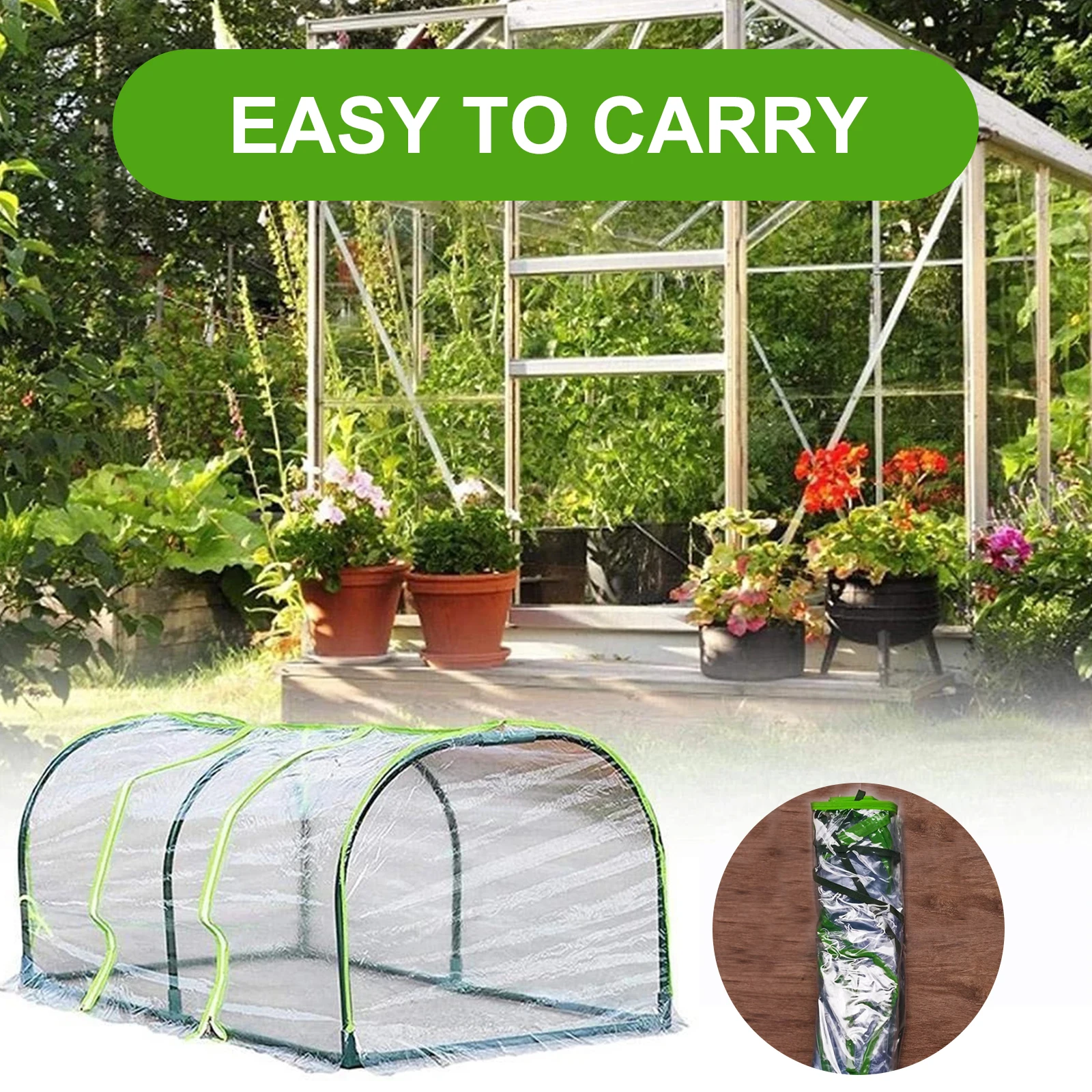 Seră tunel portabilă pentru casă, mini seră mobilă, ventilată, fără cadru, seră rece, izolație, acoperire pentru plante_voghion.com