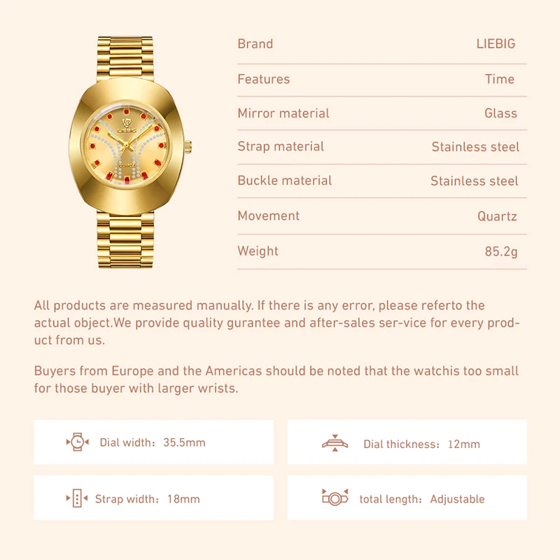 New Fashion Ladies Watch Top Brand Casual Japanese Quartz Watches Gold  Stainless Steel Waterproof  Women Male Clock Wristwatch 6
