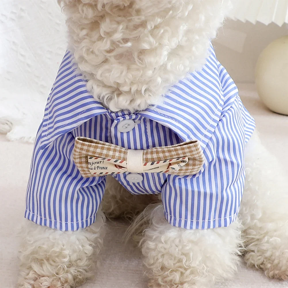 Bowknot Striped Shirts for Dogs Clothing Cat - PeticaDeals