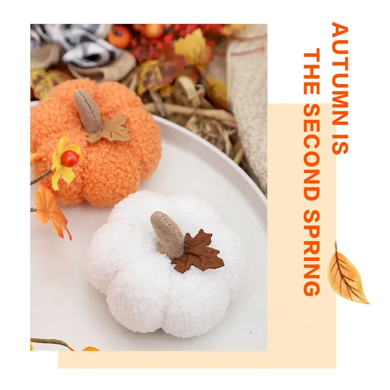 Mini ornamenti di zucca di simulazione, decorazione creativa di zucca di Halloween, decorazione per la casa, auto, ornamenti bianchi e arancioni, decorazioni per festival_voghion.com