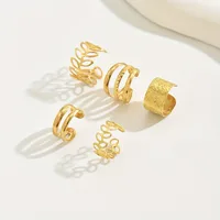 5pcs/set Trendy Elegant Design Ear Cuff Classic Elegant Style Gifts Women's No Piercing Clip silver Earrings Circle Leaf Shaped - Image 5