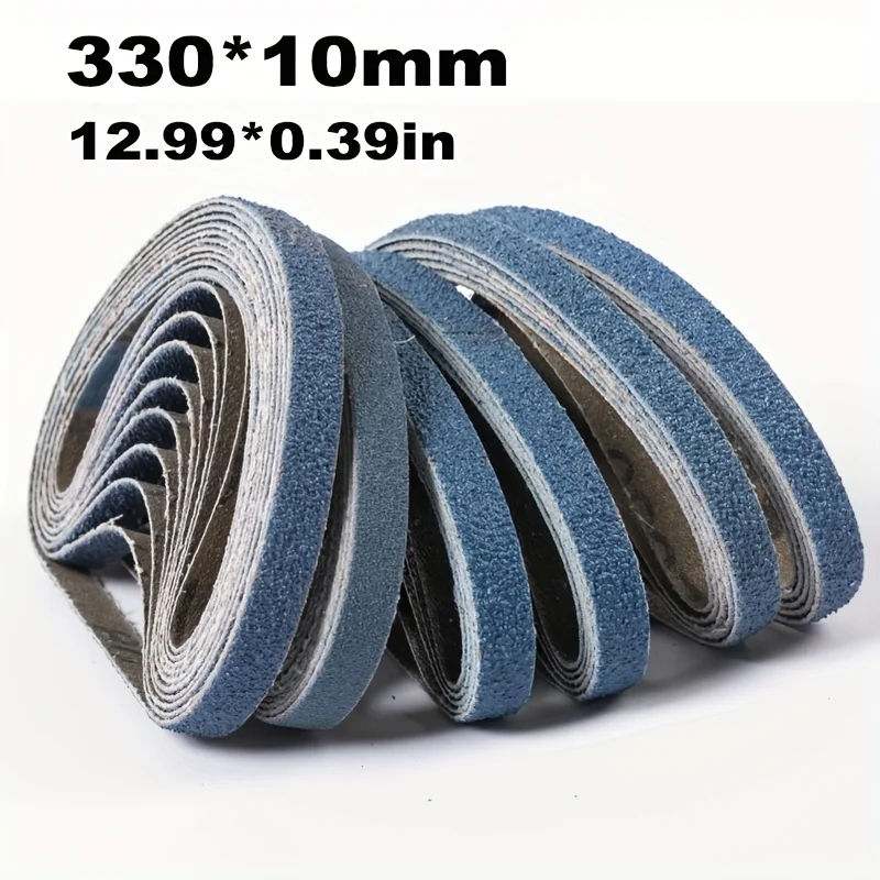 Premium 10-inch Sanding Belts Set - 10/12 Pieces with Fused Alumina Zirconia, Assorted Grits 40 | 60 | 80 | 120