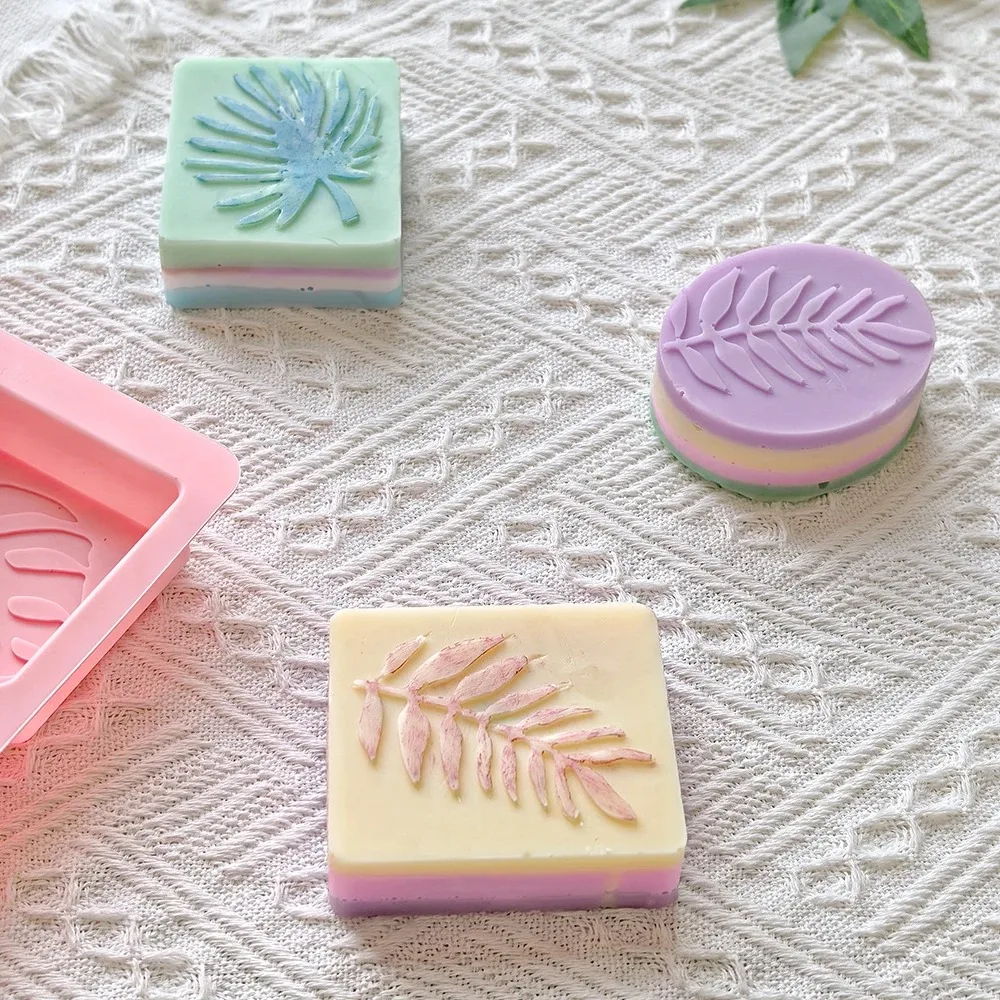열대 잎사귀 하와이안 스타일 실리콘 비누 몰드 수제 직사각형 및 타원형 재사용 가능 몰드 (창의적인 목욕용품 제작용)