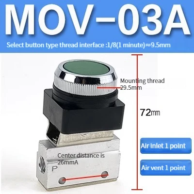 Push Button Pneumatic Air Control Valve - Manual Momentary Valve Switch