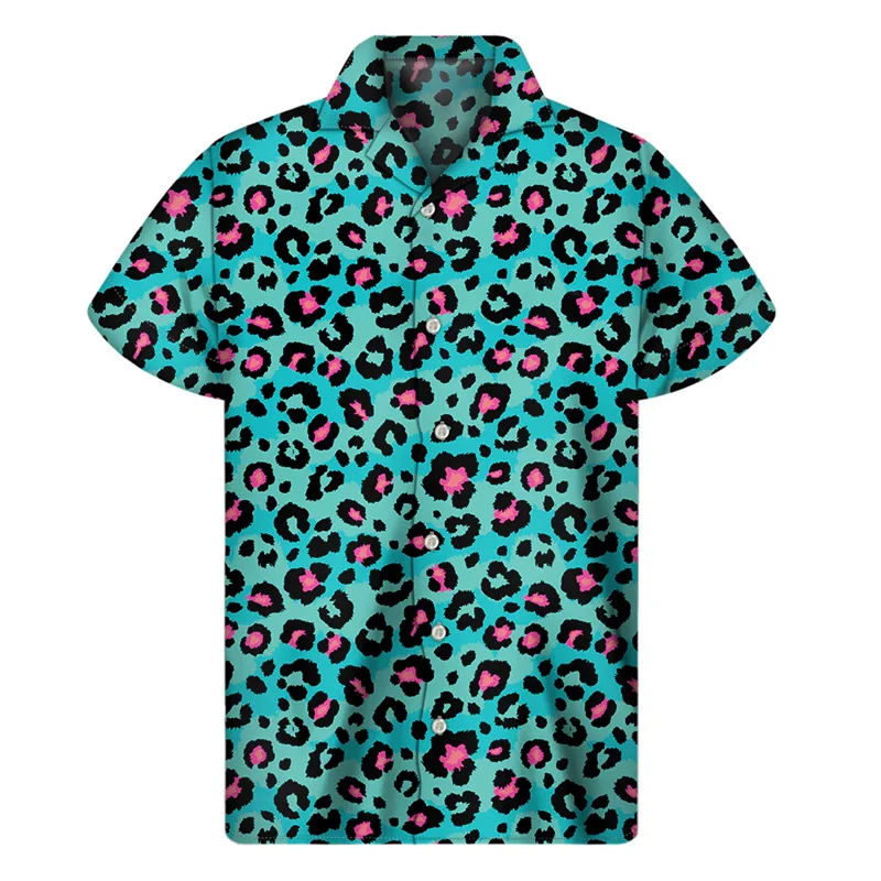 

Summer Vintage 3D Print Leopard Shirts For Men Style Kid Fashion Cool Short Sleeve Shirts Casual Streetwear Shirts & Blouses Top