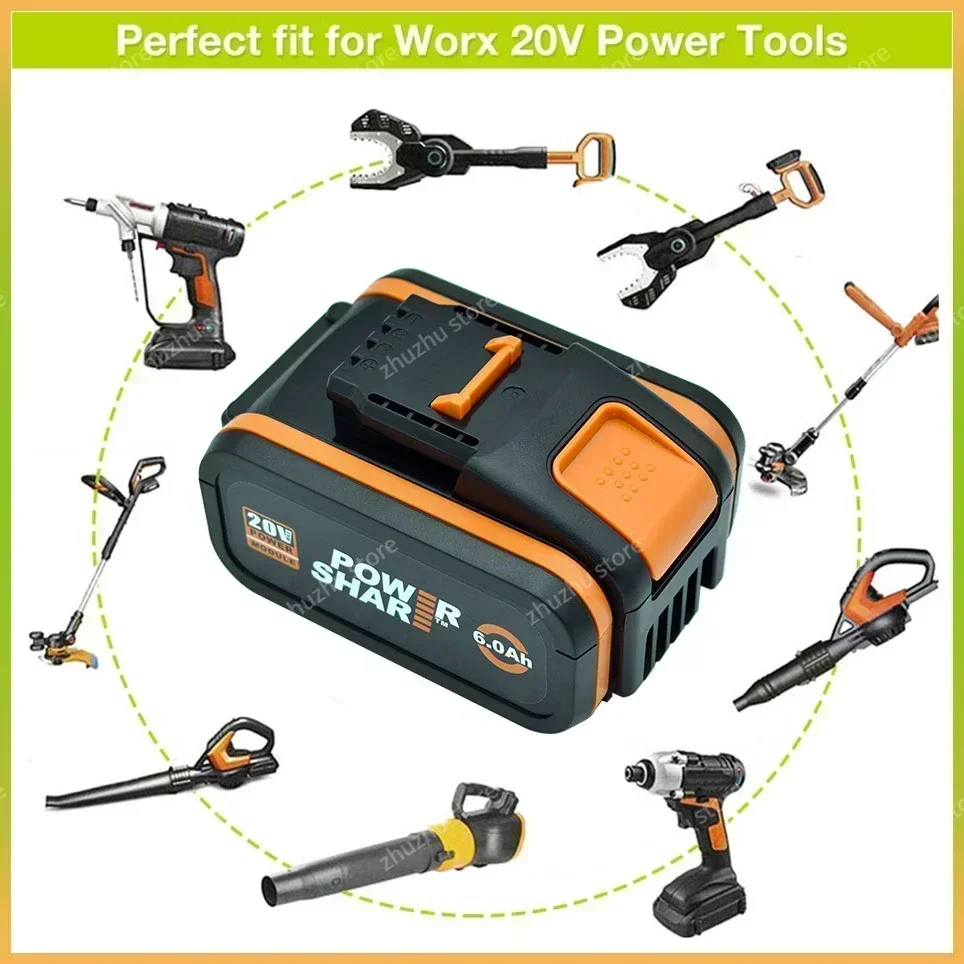 Original Worx Lithium-Ionen-Ersatzakku WA3551 WA3553 WX176 WX550 WX386 WXino 3 WXgain WX800, WU268 20V 8,0 Ah – Detail 7