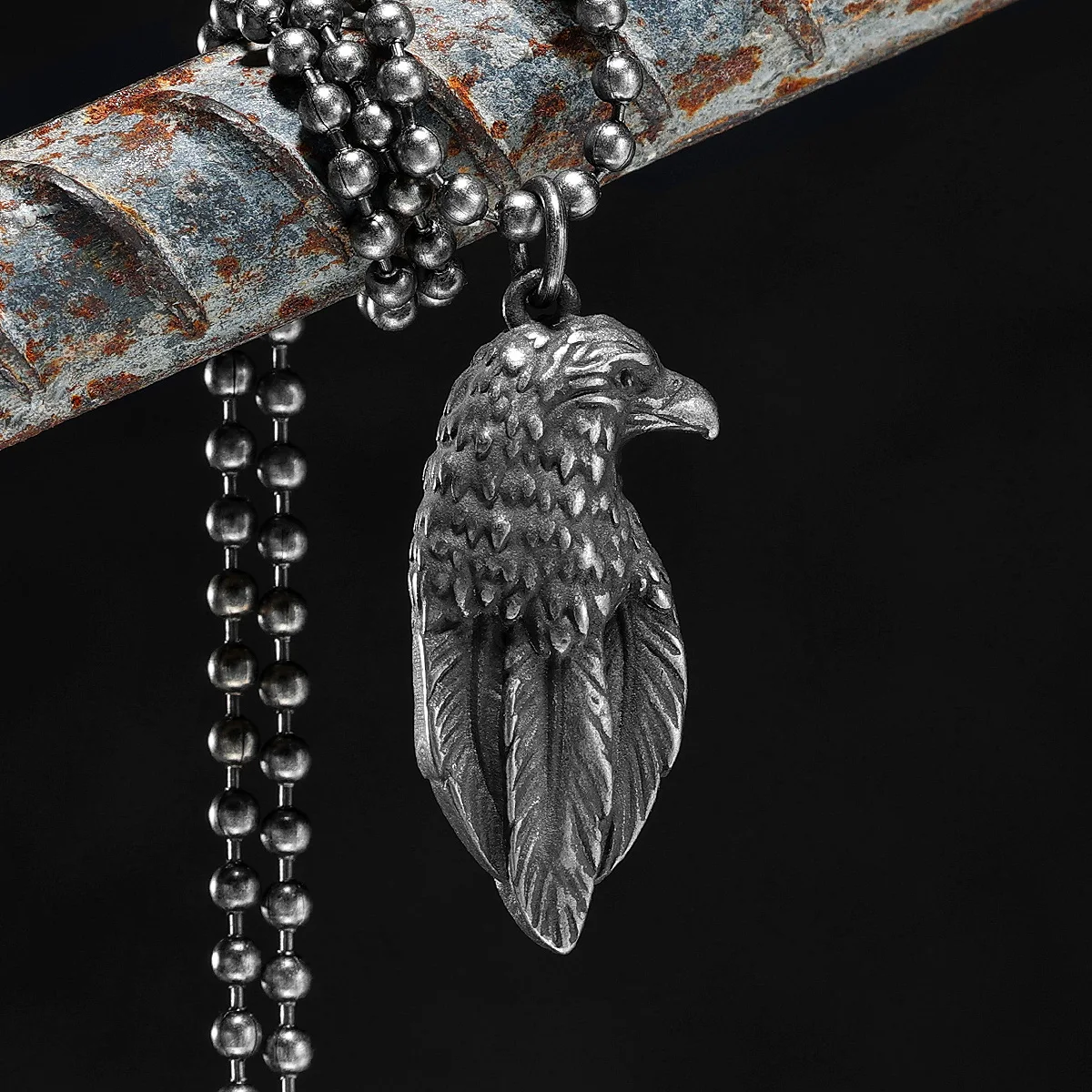 Retro Eagle Pendant Men Feather Necklace 316L Stainless Steel Chain Punk Rock Jewelry for Male Biker Gift Accessories Wholesale