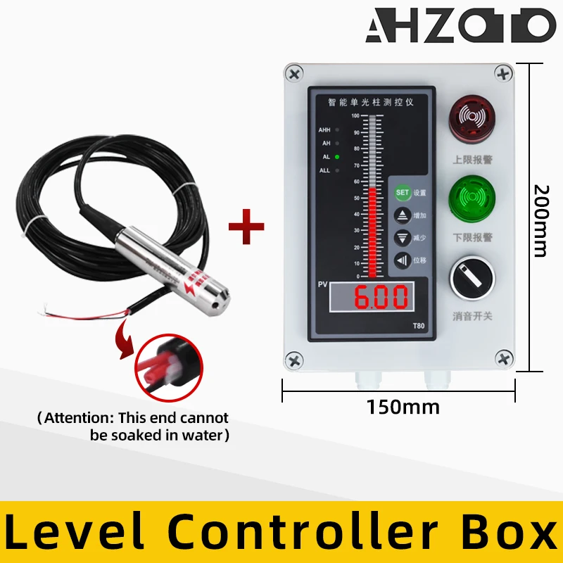 Liquid Level Display Control Box Waterproof Integral Level Transmitter Controller Input 4-20mA Water Alarm Tank