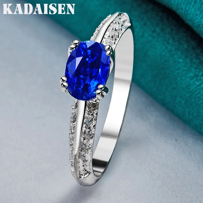 Elegant Blue Zircon and 925 Sterling Silver Ring for Women - Perfect for Weddings and Parties
