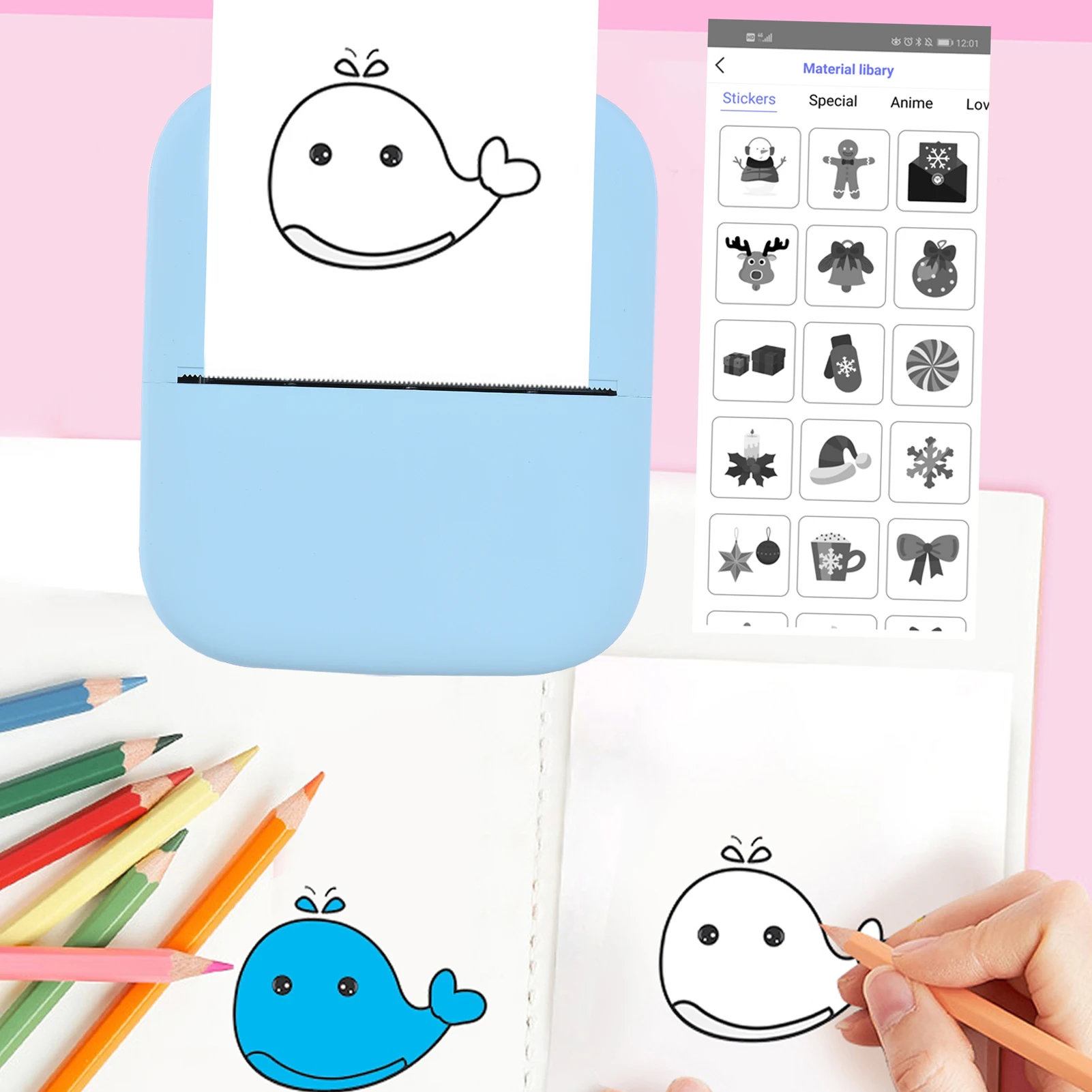 X1 Portable Mini Pocket Printer 80mm BT Wireless Thermal Photo Printer 300dpi Picture Memo Notes Lists Journal Receipt Paper Pri