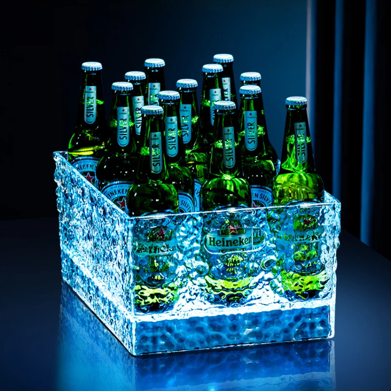 Hot LED Ice Bucket Bar Luminous Commercial Champagne Beer With Handle Large Capacity Night Party Wedding Christmas Rechargeable