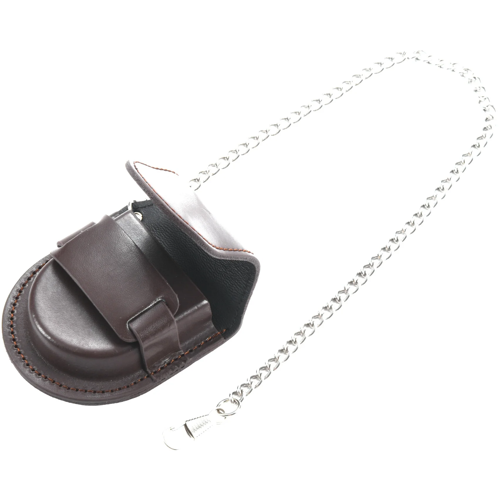 Scatola Portaoggetti Porta Orologi Da Tasca Con Catena In Pelle Vintage Marrone