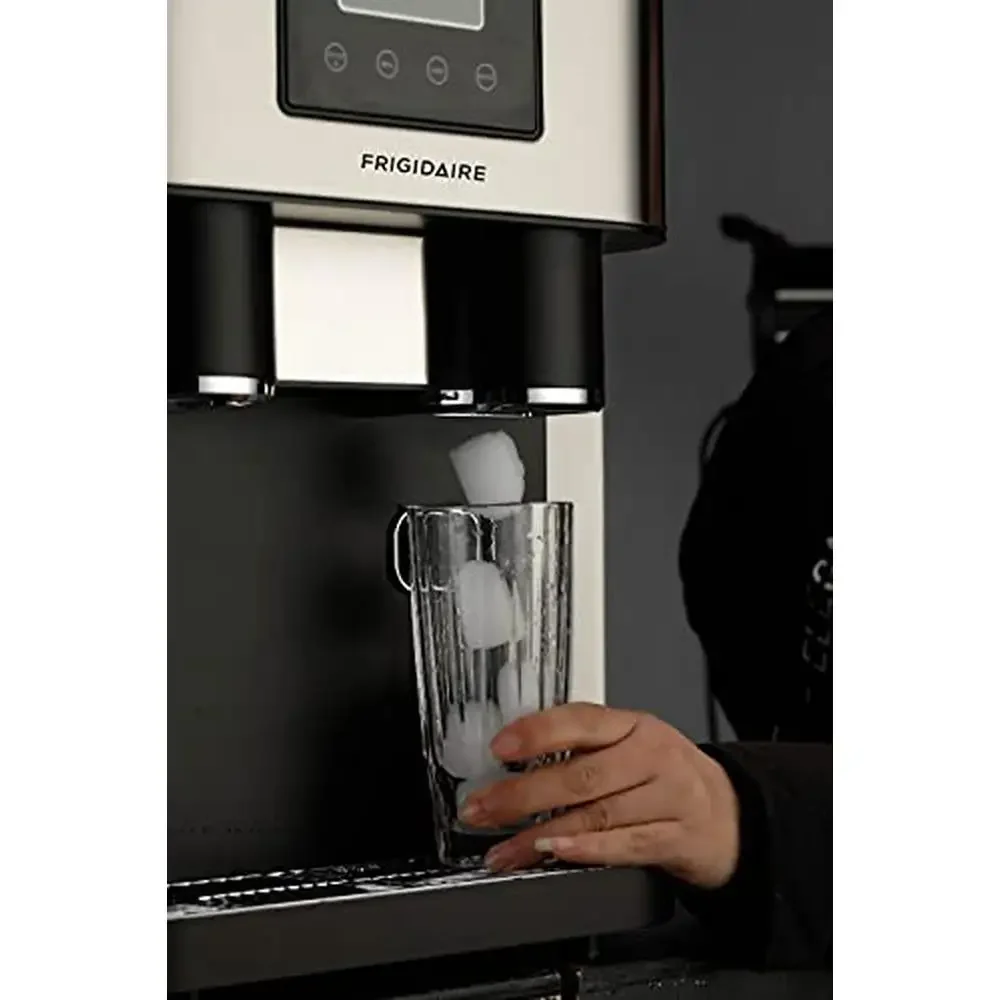 3-in-1 Stainless Steel Countertop Ice Maker Crushes 33lbs/24hrs with Water DispenserEfficiently Produces Bullet-Shaped Ice 3