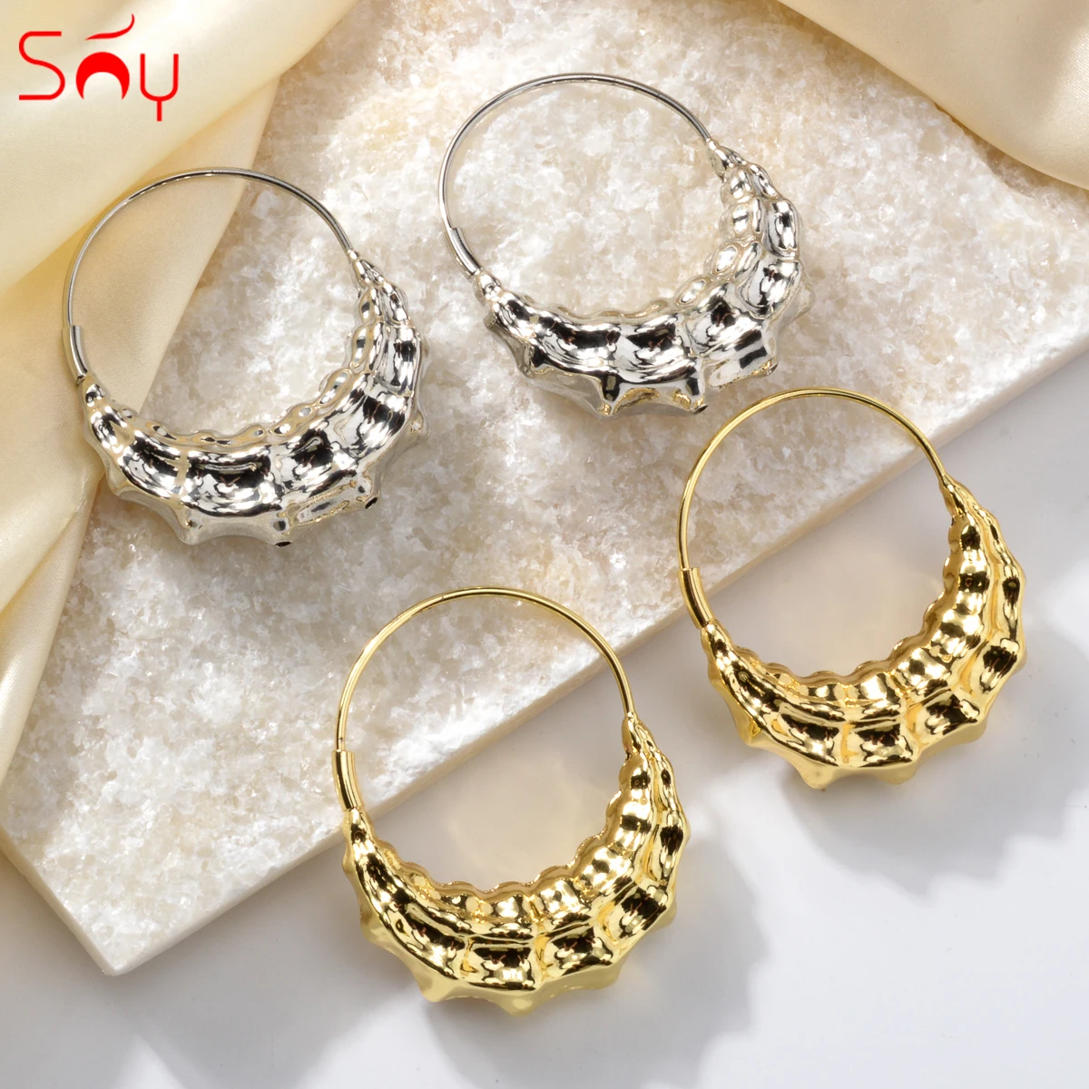 

Sunny Jewelry Lava Surface Hoop Earrings Copper African Nigeria Drop Earrings For Women Fashion Unique Party Wedding Lady Gift