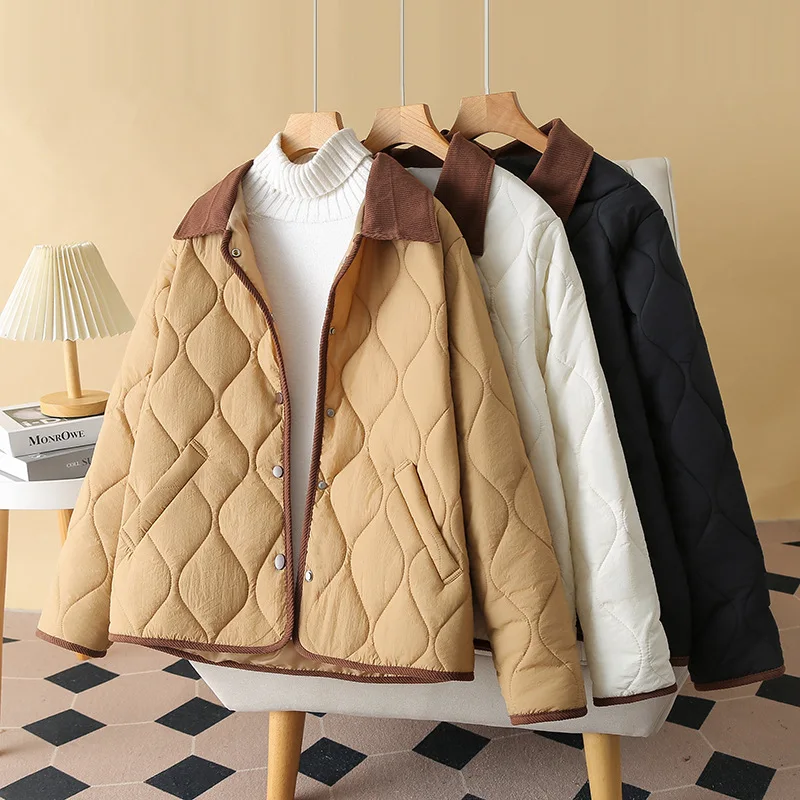 Plus Size Women Parka Winter New Fashion Contrast Color Lapel cotton-padded Jacket 883