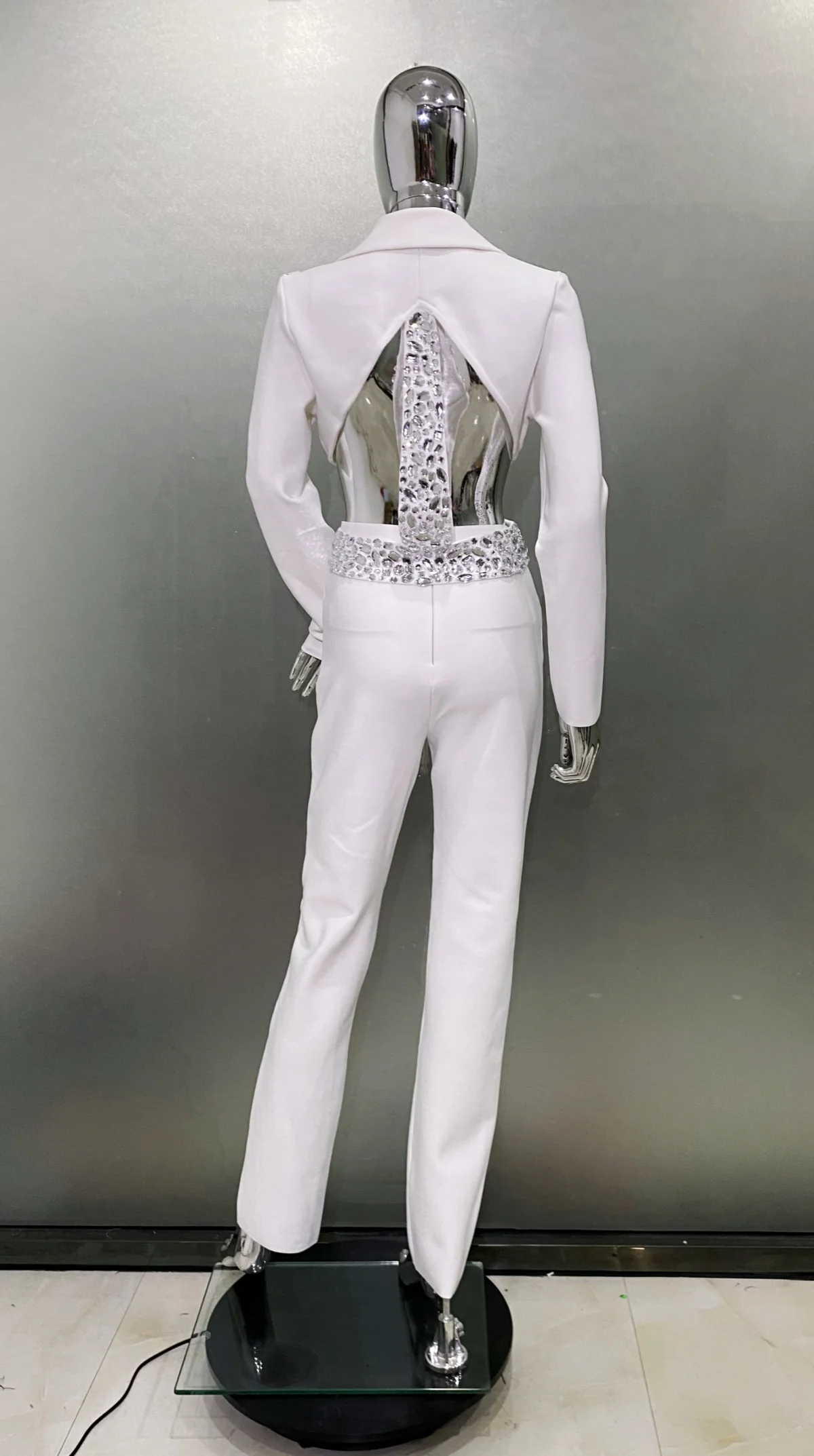 Stylish Luxury Woman Set Dazzling Diamonds Hollow Out Top And  Pants 2 Pieces Fashion Woman High Street Wear Vaction Outfit 6