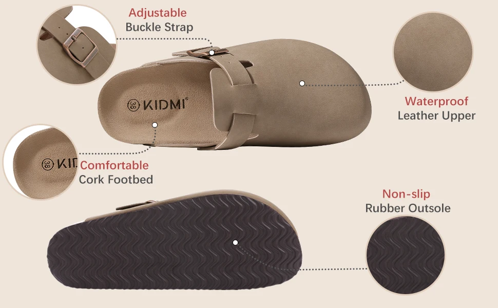 Gacimy Vegan Leather Cork Clogs With Arch Support Unisex Mules_voghion.com