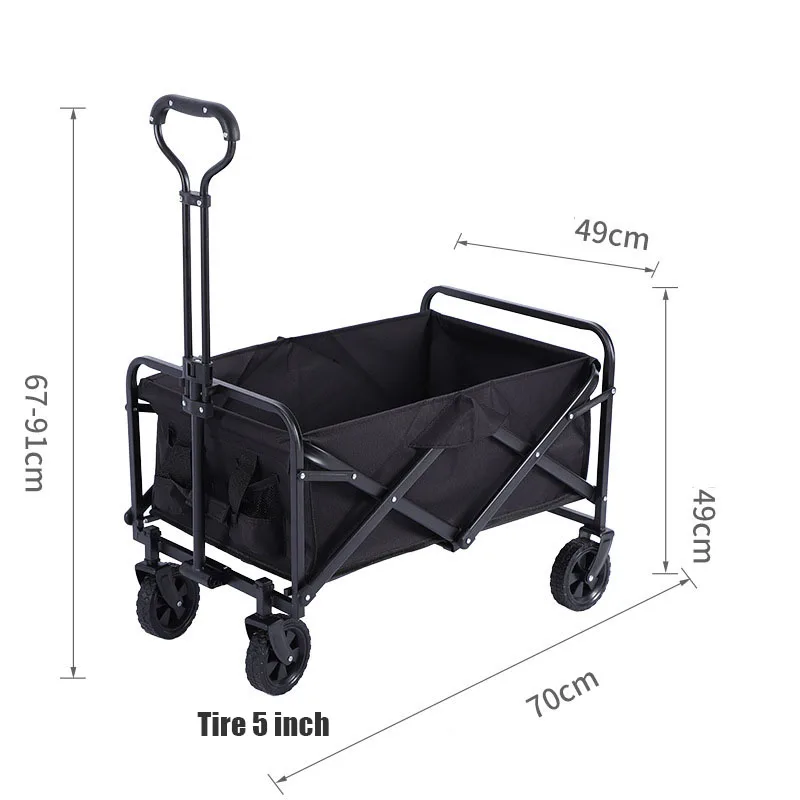 Foldable Trolley Outdoor Camping Cart Pull Rod Small Carts Multifunction Adjustable Handle Picnic Trolley Home Camping Trolleys