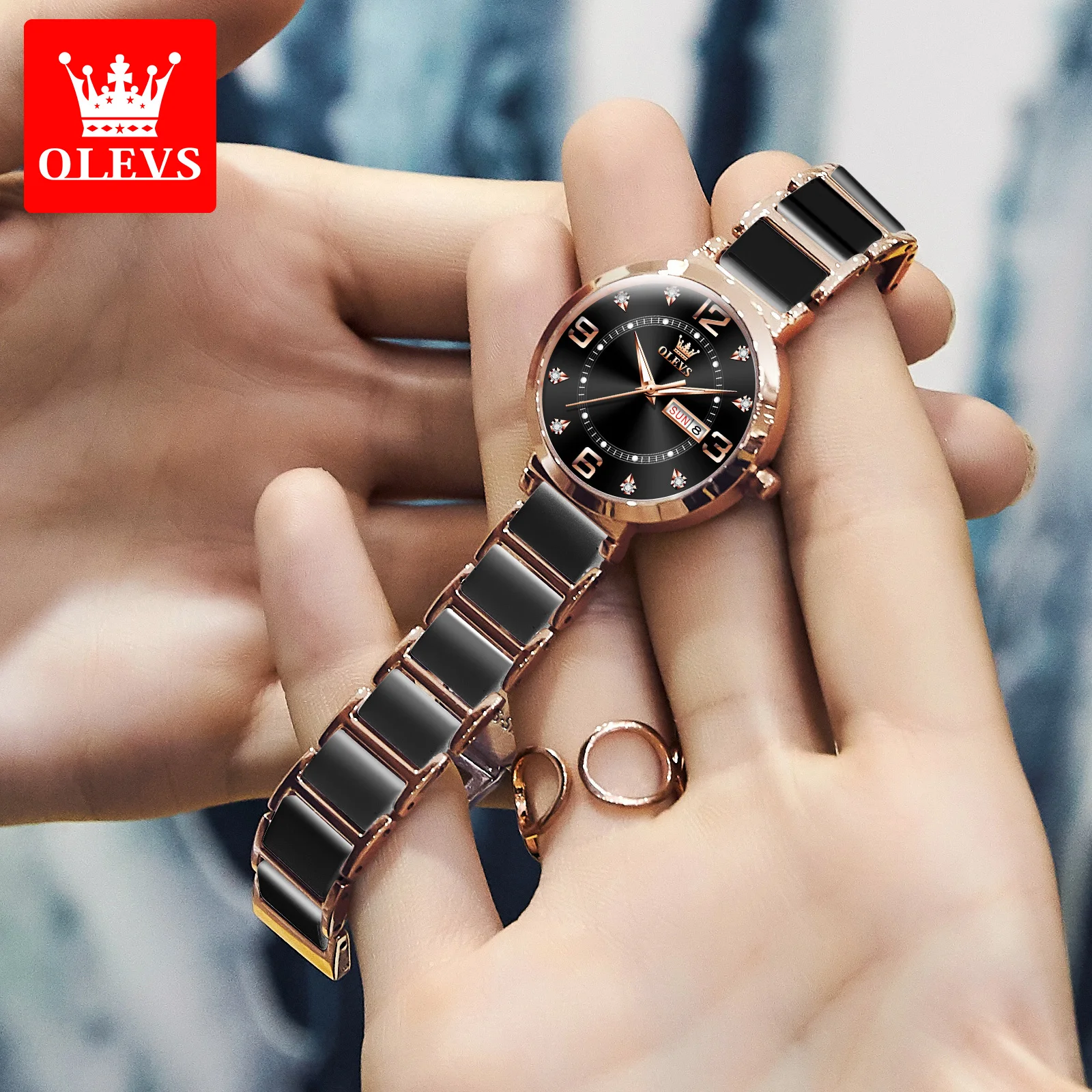 Olevs Damenuhr Beleuchtet Olevs Uhr Damen Luxus OLEVS Original - Main Image