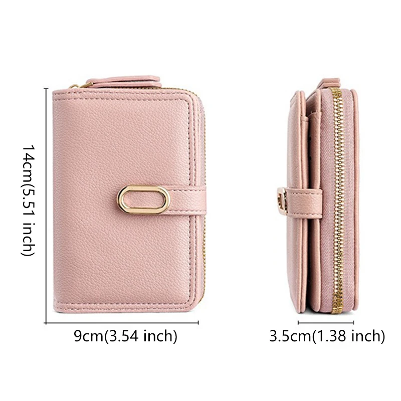 Portafoglio da donna con tasca portamonete con cerniera Portamonete in pelle PU per donna Portafogli e borsette modello litchi Borse per soldi Simole Billfold - immagine 2