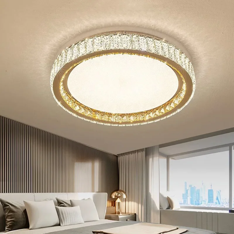 Modern Gold Ring Light Luxury Crystal Ceiling Light Interior Decoration Bedroom Living Room Dimmable Led Lighting Fixture