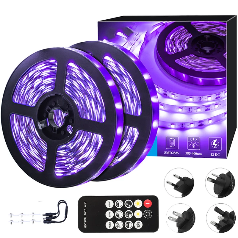 

UV Black Light Strip Kit 10M LED BlackLight for Glow Neon Party Halloween Birthday Outdoor Camping Dark Party Fluorescent Light