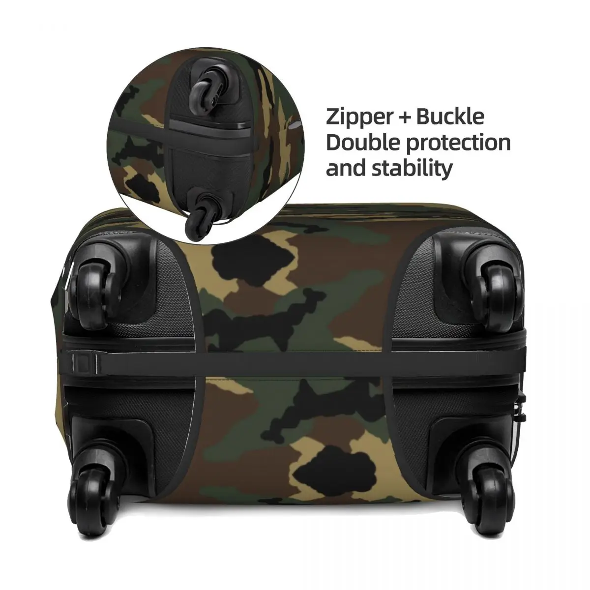 Custom Fashion Original Woodland Camo Luggage Cover Protector Washable Military Army Camouflage Travel Suitcase Covers 3