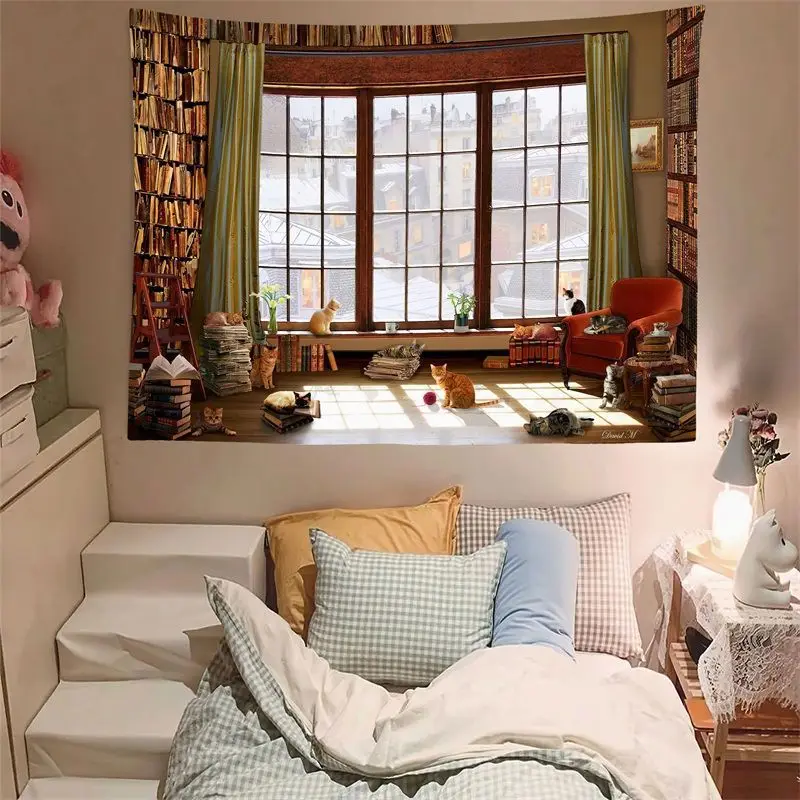 Window Scenery Hanging Cloth Room Decoration Background Cloth Bedroom Wall Poster Dormitory Renovation