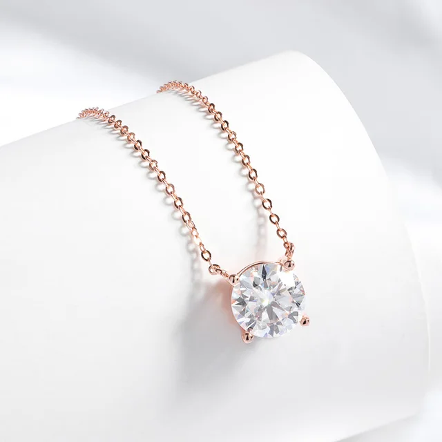 Smyoue 1-5CT Rose Gold Color Moissanite Necklace for Women D Color Sparkling Classic Lab Diamon Pendant Sterling Silver 925 100%