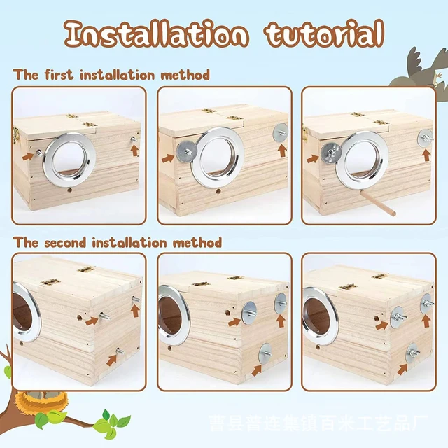 Transparent Wooden Bird House Parrot Cockatiel Birdhouse Nesting Breeding Box Easy To Clean Parakeet Nesting Box Pet Accessories 4